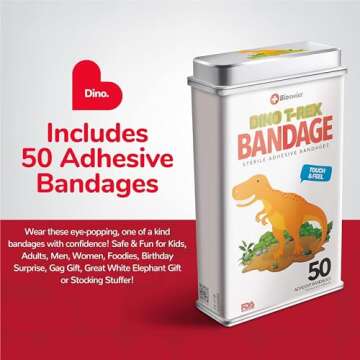 BioSwiss Dinosaur Shaped Self Adhesive Bandages – Fun Wound Care for Kids