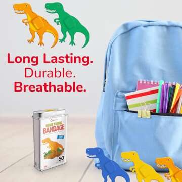 BioSwiss Dinosaur Cartoon Bandages – 50 Count Set