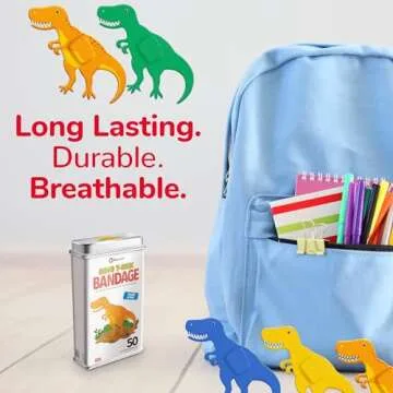 BioSwiss Dinosaur Cartoon Bandages – 50 Count Set