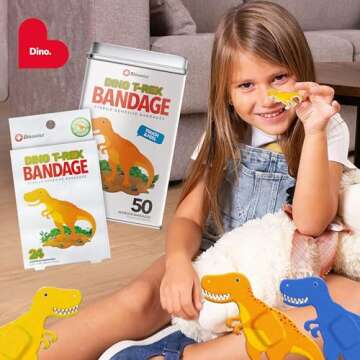 BioSwiss Dinosaur Cartoon Bandages – 50 Count Set