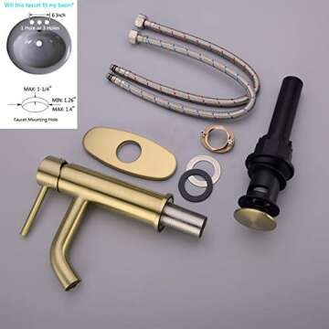 TRUSTMI Brass Sink Faucet - Single Lever with Pop Up Drain