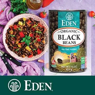 Eden Organic Black Beans, 15 oz Can (12-Pack Case), No Salt Added, Non-GMO, U.S Grown, Heat and Serve, Macrobiotic, Turtle Beans, Frijol Negro, Caviar Criollo