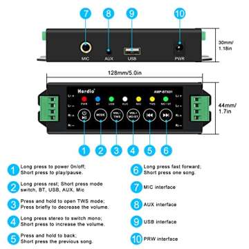 Herdio Bluetooth Ceiling Speakers, 320W 5.25 Inch Flush Mount in Wall Speakers Surround Sound System, Perfect for Home Theater, TV, Bathroom, White, 2 Pairs