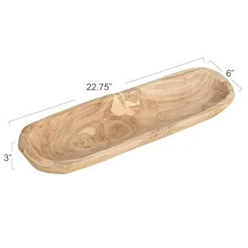 Creative Co-Op Paulownia Wood Oval Bowl | Brown | 22.75" L x 6" W x 3.25" H |