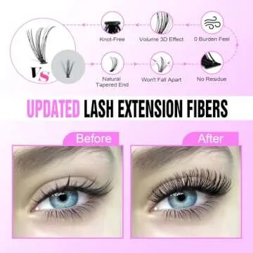 Pawotence Lash Extension Kit DIY 280pcs Individual Lash Clusters Kit 30D Natural 8-15mm Cluster Eyelash Extensions Kit with Lash Bond and Seal, Lash Tweezers for Self Use (30D, 0.07D, 8-15mm, Kit)