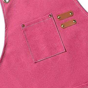 AFUN Chef Aprons for Men Women with Large Pockets, Cotton Canvas Cross Back Heavy Duty Adjustable Work Apron, Size M to XXL (Pink)