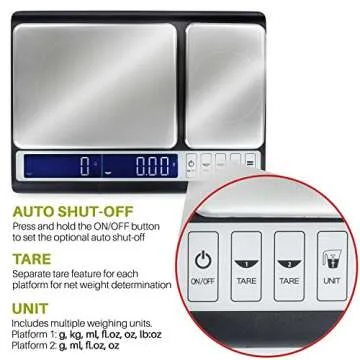 Smart Weigh Dual Platform Digital Kitchen Scale Stainless Steel Culinary Kitchen Scale 10 kilograms x 0.01 grams High Precision Digital Food Scale Tare Function LCD w/Backlit for Baking Cooking Food