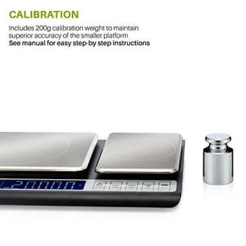 Smart Weigh Dual Platform Digital Kitchen Scale Stainless Steel Culinary Kitchen Scale 10 kilograms x 0.01 grams High Precision Digital Food Scale Tare Function LCD w/Backlit for Baking Cooking Food