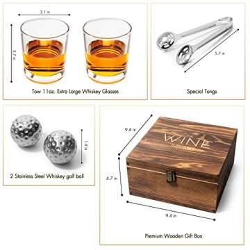 Golf Gifts for Him Whiskey Glasses in Gift Box
