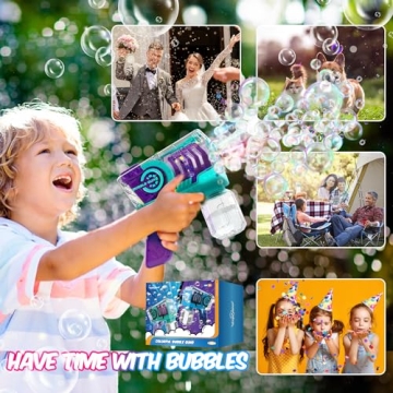 Eaglestone Bubble Gun for Kids - LED Lights & 10-Hole Blaster