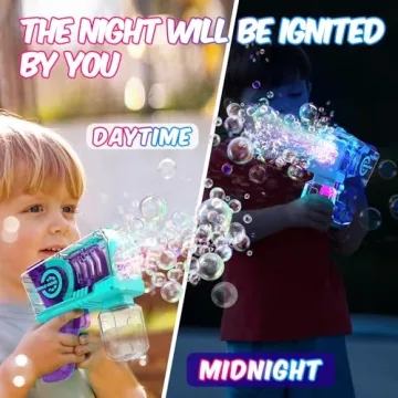 Eaglestone Bubble Gun for Kids - LED Lights & 10-Hole Blaster