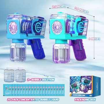 Eaglestone Bubble Gun for Kids - LED Lights & 10-Hole Blaster