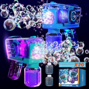 Eaglestone Bubble Gun for Kids - LED Lights & 10-Hole Blaster