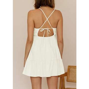 Women’s V Neck Summer Crisscross Backless Dress