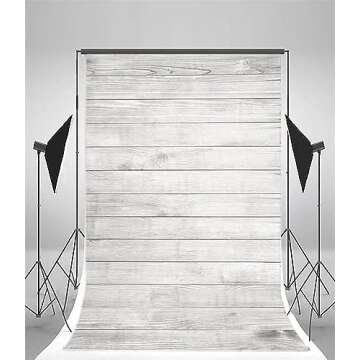 AOFOTO 4x5ft White Wood Backdrop for Photography Grey Wood Grain Board Hardwood Plank Back Drop Vintage Wooden Wall Floor Background Kid Newborn Baby Shower Birthday Adult Portrait Photo Studio Props