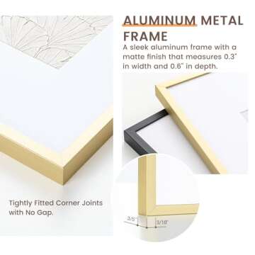 Fun Memories 20x20 Gold Frame - 20x20 Picture Frames Matted to 16x16- Square Photo Frame, Wall Hook ...