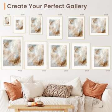 Fun Memories 20x20 Gold Frame - 20x20 Picture Frames Matted to 16x16- Square Photo Frame, Wall Hook Hanging Hardware Included- Gold, Set of 1