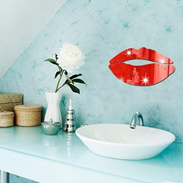 LZYMSZ 3D Red Lips Mirror Wall Stickers for Home Decor
