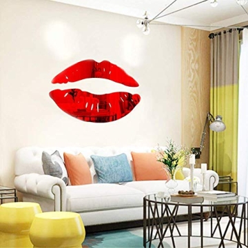 LZYMSZ 3D Red Lips Mirror Wall Stickers for Home Decor
