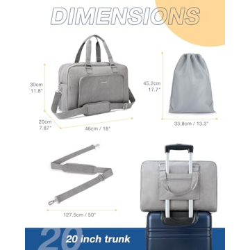 BAGSMART Duffle Bag Large Weekender with Shoe Bag