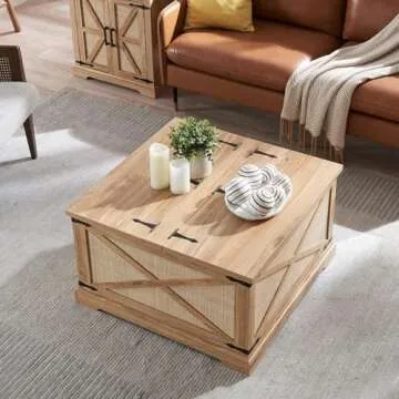 Barnyatoh Farmhouse Coffee Table with Hidden Storage