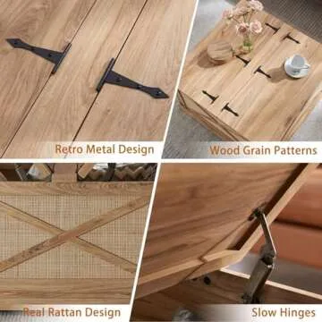 Barnyatoh Farmhouse Coffee Table with Hidden Storage