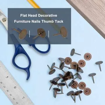Sydien Bronze Flat Head Upholstery Tacks Flat Thumb Tacks Furniture Decor Tacks Flat Push Pins (11mm x 17mm) Upholstery Nails for Sofa Door Decoration (100Pcs)