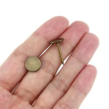 Sydien Bronze Flat Head Upholstery Tacks Flat Thumb Tacks Furniture Decor Tacks Flat Push Pins (11mm x 17mm) Upholstery Nails for Sofa Door Decoration (100Pcs)