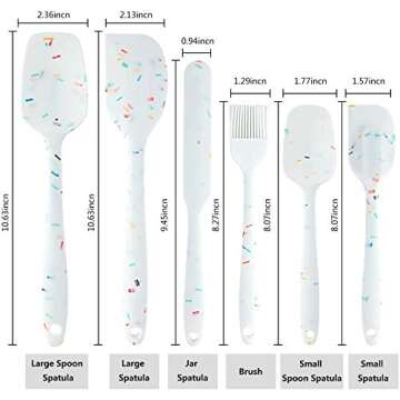 Heat Resistant Silicone Spatulas Set 6pcs, Seamless Design Non-Stick Mixing Spatulas with Stainless Steel Core, Premium BPA-Free Rubber Spatula Baking Cooking Utensile for Home Kitchen BBQ (white)