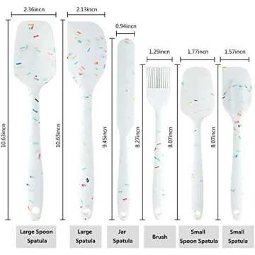 Heat Resistant Silicone Spatulas Set 6pcs, Seamless Design Non-Stick Mixing Spatulas with Stainless Steel Core, Premium BPA-Free Rubber Spatula Baking Cooking Utensile for Home Kitchen BBQ (white)