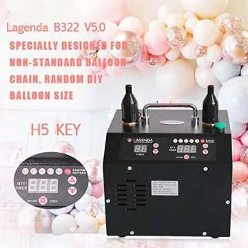 Lagenda B322 V5.0 Electric Balloon Pump Dual Nozzle Digital Electric Air Balloon Inflator with Timer