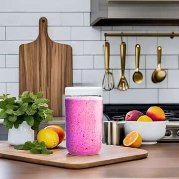 JARMING COLLECTIONS Mason Jars 32 Oz Glass EXTRA WIDE MOUTH Quart Storage Jars with Lids - BPA Free Plastic Storage Lids - Made in USA - Quart Glass Jars 32 oz with Airtight Lids (Set of 2)