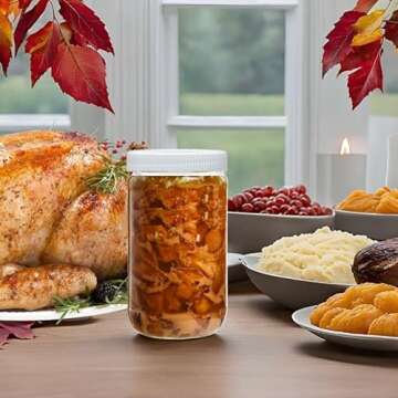 JARMING COLLECTIONS Mason Jars 32 Oz Glass EXTRA WIDE MOUTH Quart Storage Jars with Lids - BPA Free Plastic Storage Lids - Made in USA - Quart Glass Jars 32 oz with Airtight Lids (Set of 2)