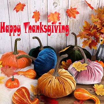 Owill Handmade Velvet Pumpkins Decor - Super Soft Plush Decorative Pumpkins for Fall