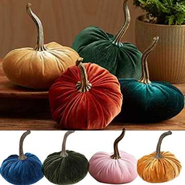 Owill Handmade Velvet Pumpkins Decor for Autumn Charm