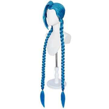 Ebingoo Blue Braided Cosplay Wig for Women + Wig Cap Long Straight Synthetic Costume Wig for Halloween Costume Anime Party