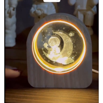 چراغ خواب فضانورد – نور گرم ملایم، طرح ماه و ستاره – من...