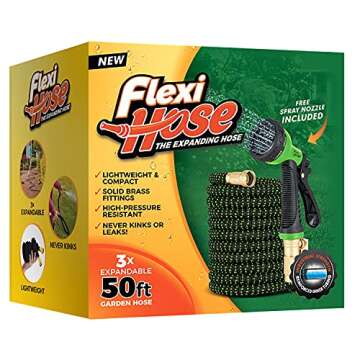 MULTIPLE COLORS - Flexi Hose with 8 Function Nozzle Expandable Garden Hose, Lightweight & No-Kink Fl...