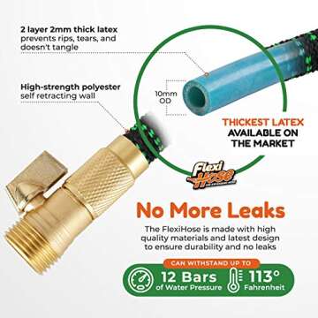 Durable Flexi Hose with 8 Function Nozzle 50 ft