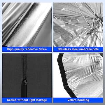Godox 47.3" / 120cm Octagon Reflective Umbrella Silver with Carrying Bag Portable Octabox for Studio...