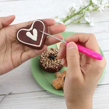 AIEX 14 Piece Cake Decorating Brushes Biscuit Decorating Tools Cake Decorating Brush Straight and Curved Cakes Pastry Biscuit Baking Tools