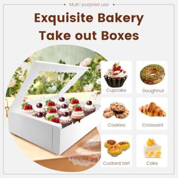 Luck.WH 12PCS Cupcake Boxes 12 Count Cupcake Container with Window White Cupcake Holder Holding 144 Cupcakes for Birthday Holiday Party Bakery Supplies(12.8"x 9.84"x 3.54")