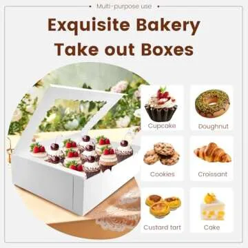 Luck.WH 12PCS Cupcake Boxes 12 Count Cupcake Container with Window White Cupcake Holder Holding 144 Cupcakes for Birthday Holiday Party Bakery Supplies(12.8"x 9.84"x 3.54")