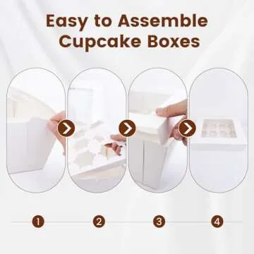 Luck.WH 12PCS Cupcake Boxes 12 Count Cupcake Container with Window White Cupcake Holder Holding 144 Cupcakes for Birthday Holiday Party Bakery Supplies(12.8"x 9.84"x 3.54")