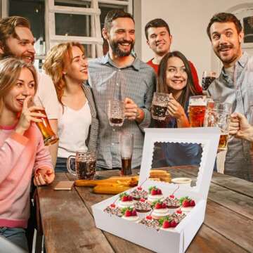 Luck.WH 12PCS Cupcake Boxes 12 Count Cupcake Container with Window White Cupcake Holder Holding 144 Cupcakes for Birthday Holiday Party Bakery Supplies(12.8"x 9.84"x 3.54")