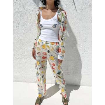 NUFIWI Y2k Cute Printed Tank Top for Women Aesthetic Graphic Crop Top Sleeveless Slim Fit Going Out Camisole Vintage(Clams,L)