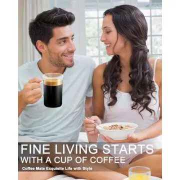 LUXU Glass Coffee Tea Cups - Set of 2, Elegant Design