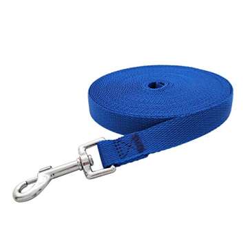Nylon Training Dog Leash for Small Medium Large Dogs, 15ft 20ft 30ft 50ft Long Leash Dog/Puppy Lead for Obedience Recall Training, Camping (15ft, Blue)