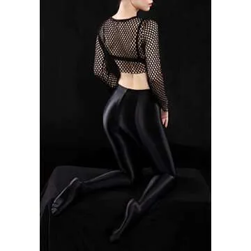 Women's Shiny Wet Look Footed Leggings for Dance & More