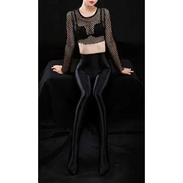 Women's Shiny Wet Look Footed Leggings for Dance & More